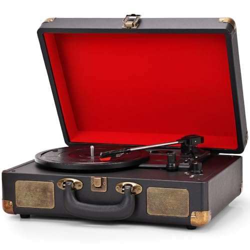 Toca Disco Vinil, Tocador de Vinil, Toca Disco, Equipado com Porta USB, Saída para Fones de Ouvido, com Função Alto-Falantes, Compatível com Discos de 7, 10 e 12 Polegadas