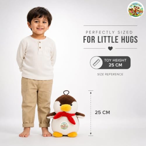 Image of CHI-CHIMPU TOYSs Fur Penguin Soft Toy 25 cm | Ultra Soft Plush Stuffed Penguin for Kids | Cute Hugging Plush Animal | Baby Safe Cuddly Toy | Birthday Gift for Boys, Girls & Penguin Lovers