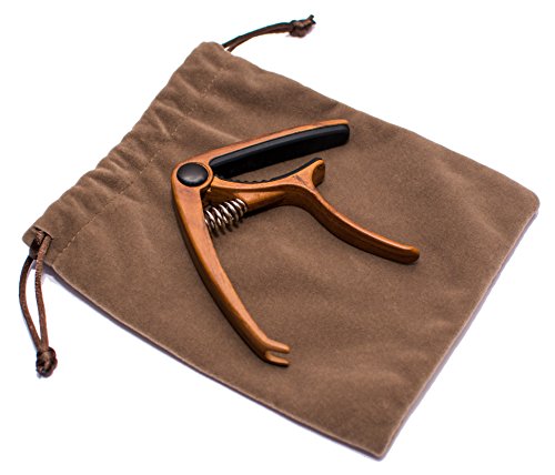 Single Handed Quick Change Guitar Capo - Lightweight, Easy To Move Clamp For Acoustic, Classical & Electric Guitars, Ukulele, Banjo & Bass - No Fret Buzz & No Scratches - Bonus Pouch