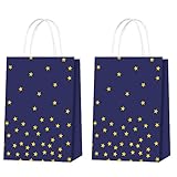 16PCS Navy Blue and Gold Five-pointed star Gift Bags Blue Candy Bags for Baby Shower Blue and Gold...