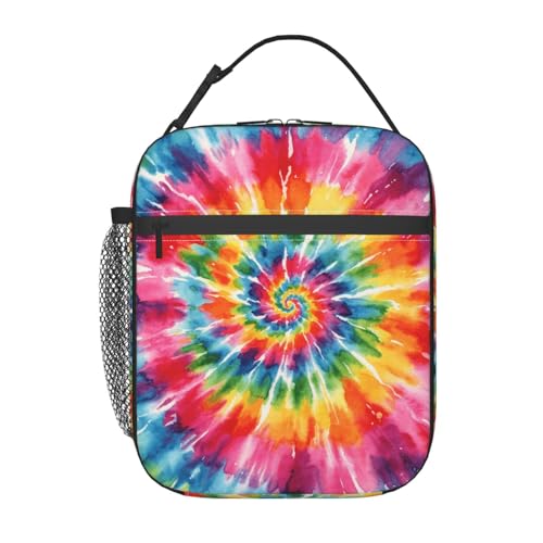 SEEK RARE Tie Dye Lunch Bag for Women Men - Reusable Portable Tote with Thermal Cooler Ideal for Work Party Travel