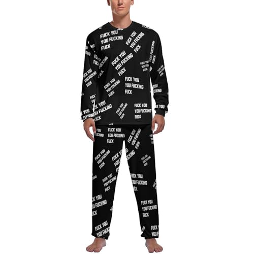 Fuck You You Fucking Fuck Novelty Men's Pajama Set Long Sleeve Pjs Sleepwear Top And Pants