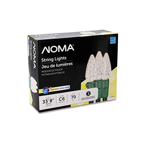 NOMA C6 LED Christmas Lights | 70 Clear Warm White Bulbs | 23.8 Ft. String Light | UL Certified | Indoor & Outdoor