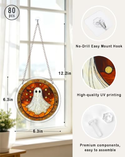 Image of Acrylic Jigsaw Puzzle Suncatcher Halloween Ghost Adult Puzzles Gifts 6.3 inch