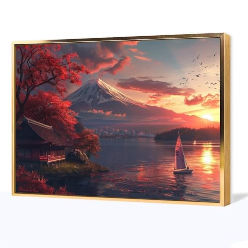 絵画 夕日が富士山の景色を赤く染める アートパネル ポスター 美しい日本の風景写真 魅力的な色の空 インテリア 絵画 モダン 風景画 装飾画 玄関 壁掛け キャンバス 飾り絵 シリーズ アートボード 部屋飾り 壁飾り 壁の絵 ソファの背景絵画 アルミフレー