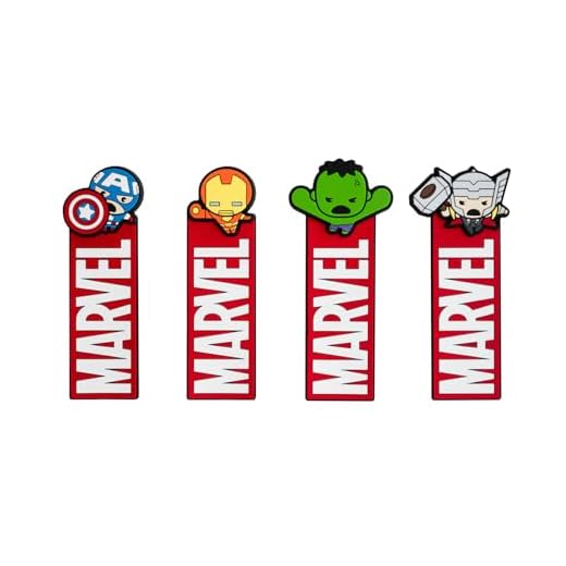 Marcapáginas libros Marvel Los Vengadores - 4 Marcapaginas niños, Diferentes superhéroes - Marcadores de libros | Regalos cumpleaños niños colegio, material escolar y papeleria Vuelta al cole
