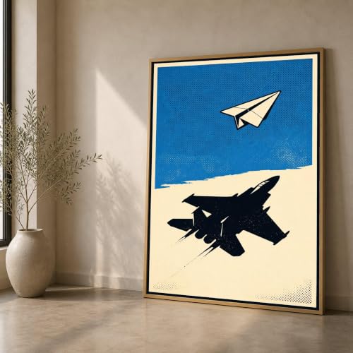 Toile avion en papier 50x70 cm décoration vintage pop art pour salon