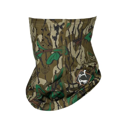 Drake Waterfowl Youth Performance Facemask - Hunting Breathable Lightweight Sun Protection Camo Half Face Headcover, Greenleaf