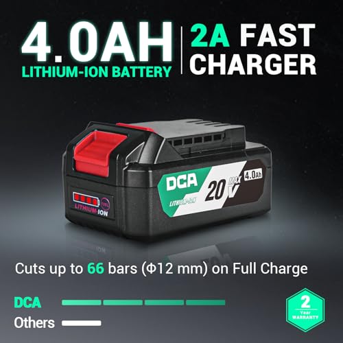DCA Cordless Angle Grinder 4-1/2 inch, 20V Brushless Motor 8500RPM, Battery Grinder Tool-Free Guard, 4.0Ah Battery & Charger, Power Electric Cut Off Tool with 6 Discs for Cutting, Grinding, Polishing thumbnail 4