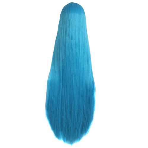 MapofBeauty 40 Inch/100 cm Anime Costume Long Straight Cosplay Wig Party Wig (Cyan Blue)