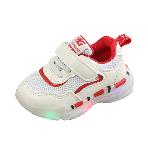 WFRAU Kinder Mesh Atmungsaktiv PU Sneaker Baby Anti-Rutsch LED Karneval Klettverschluss Mode Party Schuhe Sportschuhe fürs Jungen Mädchen,Kleinkind Atmungsaktiv Outdoor Turnschuhe Laufschuhe Cover