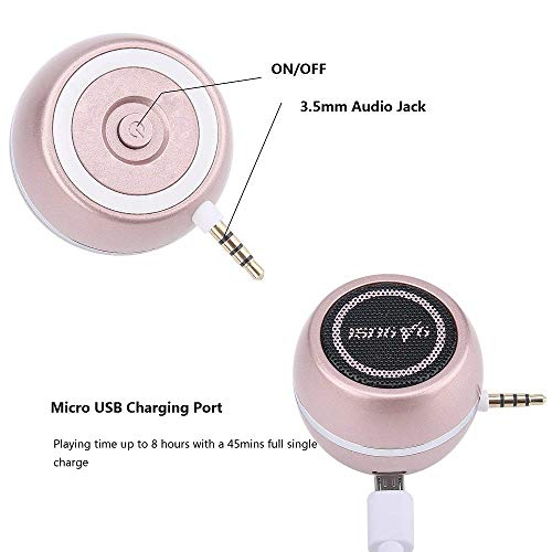Image of Mini Portable Speaker with 3.5mm Aux Input Jack, 3W Mobile Phone Line-in Speaker for iPhone iPad iPod Tablet Cell Phones, Gifting for Girls /Kids, Rose Gold