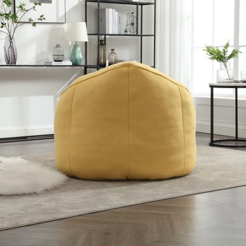 High Pressure Foam Bean Bag Sofa Chair – Compressed Bean Bag with Footrest, Microfiber Fabric, Adult Size, Lightweight & Comfortable, Yellow