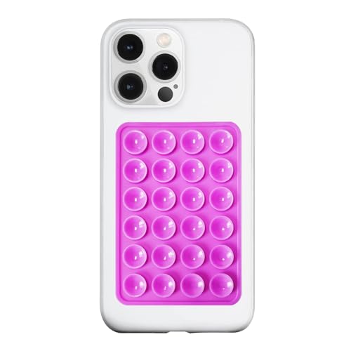 LvShuLiangPin Silicone Suction Phone Case Mount, Silicon Adhesive Phone Accessory for Smartphones, Hands-Free Mirror Shower Phone Holder for Selfies, Tiktok Videos (Purple)