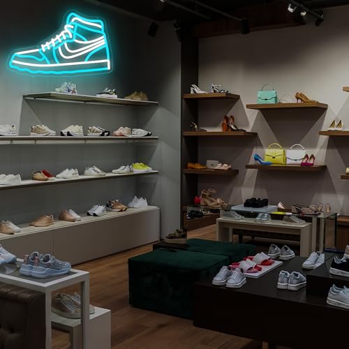 Image of Sneaker Neon Sign for Wall Decor Sneaker LED Light for Man Cave | Dimmable led light, sneaker shop decor, boys room wall art, sports gift for men teenage boys, size 16.5*10.4 in
