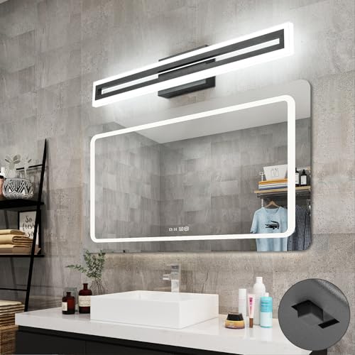 Image of SOLFART 32 Inch Modern Bathroom Light Fixtures Bathroom Lights Over Mirror Black LED Vanity Lights for Bath 5 Color Temperature Adjustable LED Light Fixture Restroom 5CCT