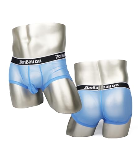 JINSHI Men's Sexy See Through Boxer Briefs Mesh Breathable Lingerie Bulge Pouch Cool Sheer Transparent Soft Underwear M 3XL2