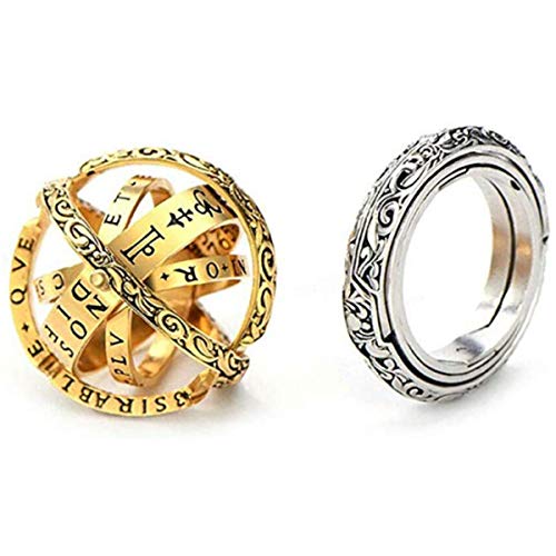 2pcs Pack Astronomical Ring Astrology Mens Zodiac Rings Sphere Ring Folds Into Astronomical Sphere 16th Century Astronomical Sphere Ring Zodiac Jewelry Unfolding Ball Ring