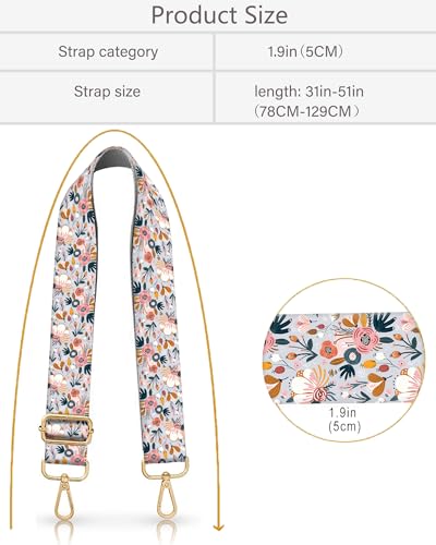 Image of Purse Strap Replacement Crossbody 2 inch Wide Shoulder Strap, Cute Handbag Strap Bag Strap Replacement Belts Adjustable