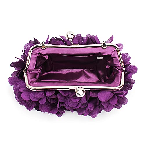 Image of Buddy Women Rose Shaped Clutch Soft Satin Wristlet Handbag Wedding Party Purse