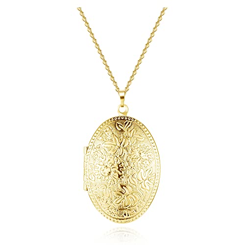 Zysta Vintage Charms Medaillon Kette für Foto Bilder Oval Anhänger zum öffnen Kupfer Amulett für Damen Herren (#2)