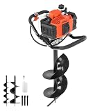 VEVOR Gas Powered Post Hole Digger, 52cc Post Hole Auger with 6" & 10" Bits, 3 Extension Rods, 1450W Heavy-Duty Earth Auger for Fence Posts, Deck/Pergola Posts, Plant/Tree Planting, EPA Listed