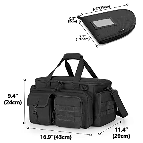 DSLEAF Tactical Pistol Range Bag with 4 Pistol Cases, Padded Gun Duffle Range Bag with 16X Magazine Slots and Extra Pockets for Ammo and Essentials (Patent Design) - Image 7