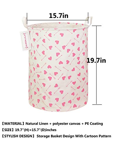 Queenlala Large Storage Basket,Laundry Hamper/Bathroom/Home Decor/Collapsible Round Storage Bin,Boys And Girls Hamper/Boxes/Clothing(Heart Arrow) #TOP1