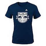 MLS New York Red Bulls Girls -Liquid Silver Shine Short sleeve Tee, New Navy, Medium (10-12)