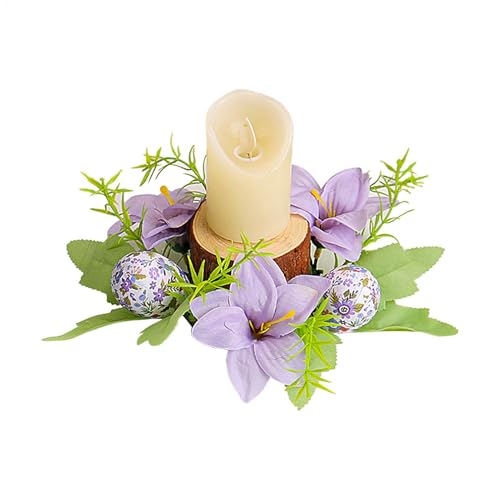 Ghirlanda di candele pasquali - Ghirlanda di fiori Corona primaverile | Ghirlanda di candele per uova di Pasqua, ghirlande di candele primaverili, ghirlande di fiori centrotavola per porta d'ingresso