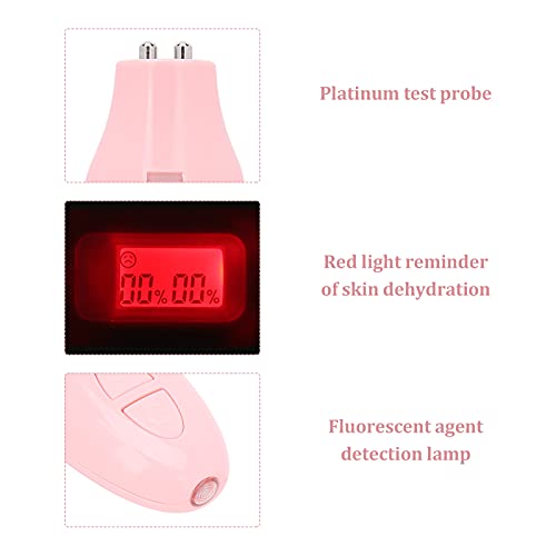 Testador de pele facial, testador de umidade da pele profissional para cuidados com a pele (rosa)
