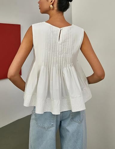 Yimoon Womens Peplum Tops Pleated Ruffle Tank Top Y2K Sleeveless Blouse Summer Flowy Babydoll Shirts4