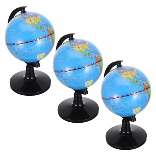 SOLUSTRE 3 Piezas Globo Terráqueo Educativo 3d Material Abs y Pvc Bordes Detallados con Base y Experiencia Interactiva de Aprendizaje para Estudiantes y Adorno de Oficina o Casa
