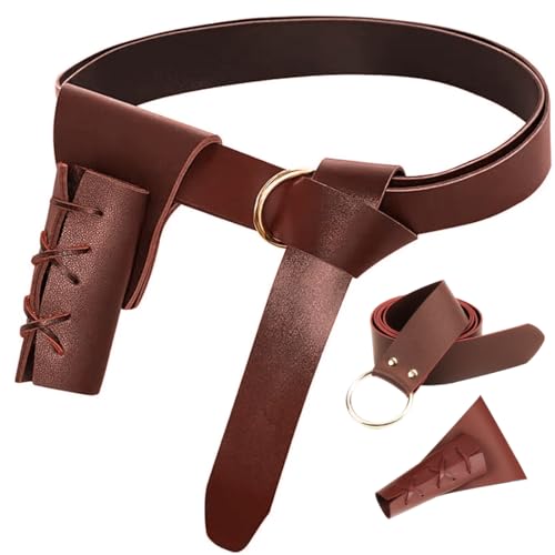 Sprinlot Mittelalterlicher Kunstledergürtel Leder Schwert Holster, Wikinger Gürtel Vintage, Schwerthalter Gürtel Für Halloween Cosplay Ritter Pirate Kostüm