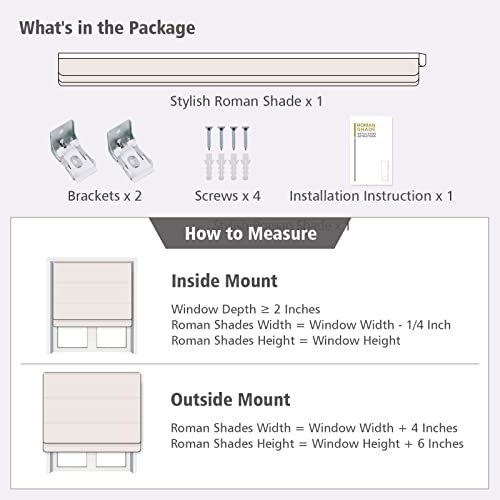 Artdix Roman Shades, Greyish Blue Stripe Blackout Cordless Fabric Custom Roman Shades for Windows, Doors, Farmhouse