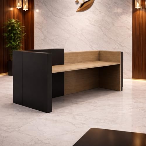 Image of Luxury Modern Reception Desk for Office, Salon & Clinic | Front Reception Counter Table with Storage | Particle Board Reception Furniture - (RCT-024 LPB L5W2)