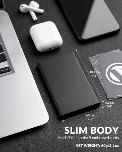 Image of VOGARD RFID Blocking Aluminium Card Holder Wallet for Men & Women | Slim Metal Wallet with Pop-Up Card Access | Holds Up to 5 Cards | Lightweight Minimalist Pocket Wallet | Black