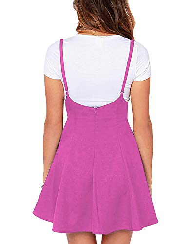 YOINS Women's Suspender Skirts Basic High Waist Versatile Flared Skater Skirt Overall Dress A-Rose S