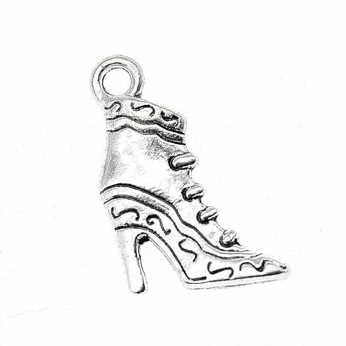 WYSIWYG 10pcs 23x15mm Shoe Charms Antique Silver Color Zinc Alloy