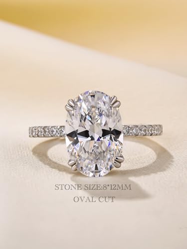 3.5CT Oval Cut Engagement Ring for Women, White Sapphire Ring,18K Yellow Gold Plated 925 Sterling Silver Promise Ring2