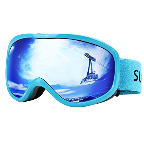 blue snowboarding goggles - Supertrip Snow Ski Goggles Anti-Fog 100% UV Protection Snowboard Goggles Double Lens Over The Glasses Skiing for Men Women Youth(Blue)