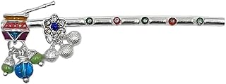 Sahiba Gems Pure Silver Designer Flute (Basuri) With Silver Ghungroo for Lord Krishna, Janmashthami Poojan Length 8 Centimetre (small size) Chandi Basuri