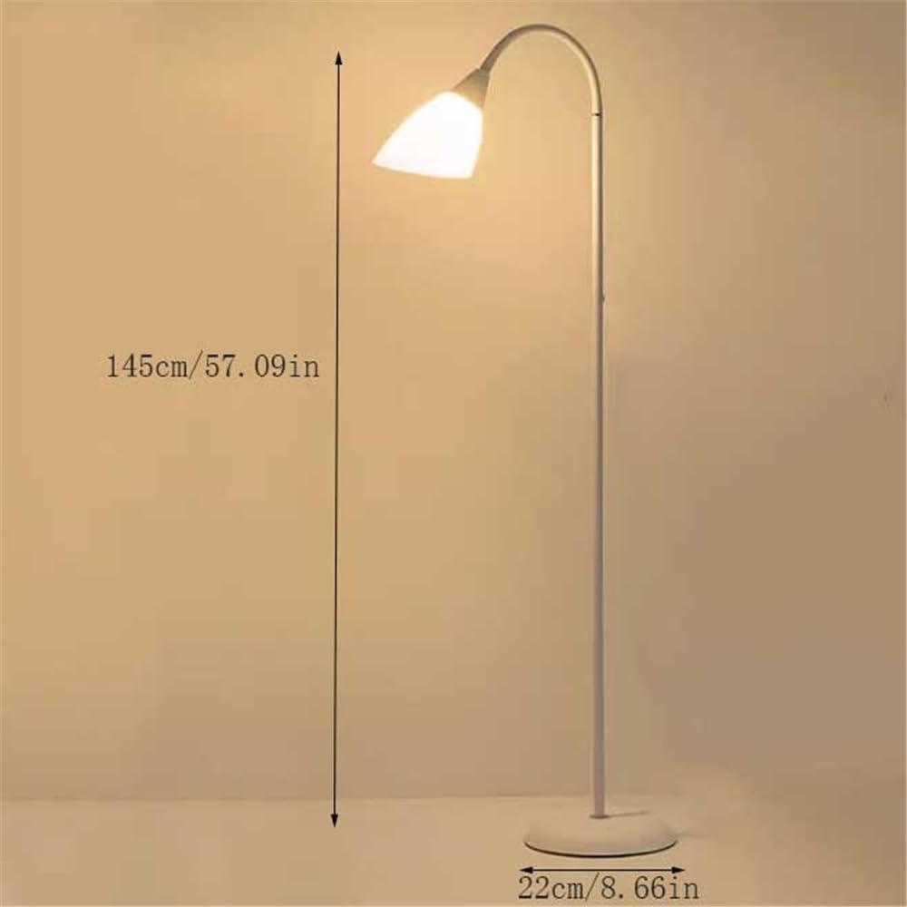 Narożna lampa stojąca Biała lampa podłogowa do sypialni, na sofę, biura, nowoczesna stojąca z abażurem