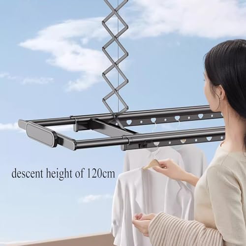 Electric Folding Clothes Drying Rack - 120cm Metal, Telescoping Design, 35kg Capacity, Built-in Heater Fan for Fast Efficient Laundry Drying, Space-Saving Solution