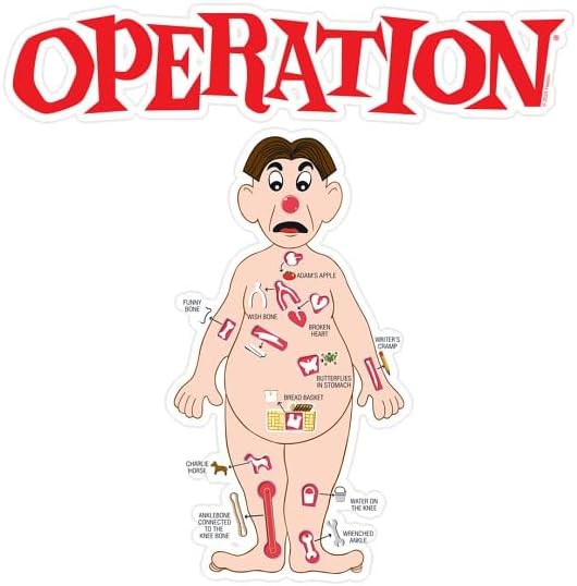 CafePress Operation Game Board Large Die Cut Sticker, 8.75" x 8.75" Glossy Finish
