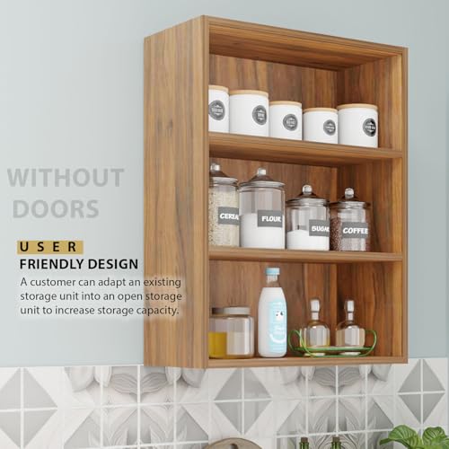 Image of VIKI Furniture |Buffet Modular Kitchen Wall Cabinet - Two Door Cabinet | Space Saving Rack for Spices | DIY Home Storage Cupboard (Brussel Walnut - 30D x 80W x 80H cm) | 1 Year Warranty