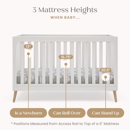 Image of Delta Children Essex 4-in-1 Baby Crib & Mattress, Bianca White /Natural
