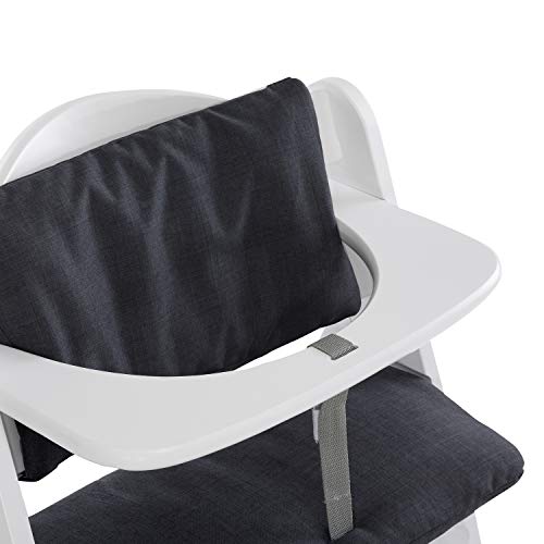 hauck Sitzkissen Kompatibel mit Alpha+, Beta+ und Arketa Holzhochstuhl Highchair Pad Deluxe, Einfache Befestigung mit Klettverschluss, Maschinenwaschbar (Melange Charcoal)