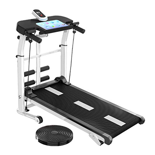 4 In 1 Multifunktion Laufband Zuhause Bluetooth-Lautsprecher+Smart APP LCD Bildschirm Gehen/Drehen Taille/Sit-Ups/Kordelzug KalorienzäHler