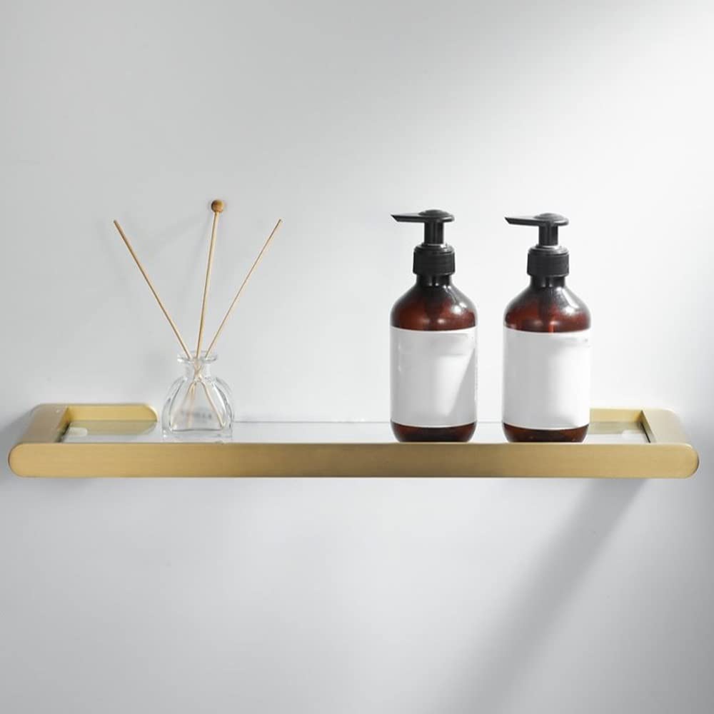NUHSLF Shower Caddy Brass Bathroom Shelf Glass Shower Storage Rack Cosmetic Rack Shower Caddy Shelf Organizer Bathroom Organizer